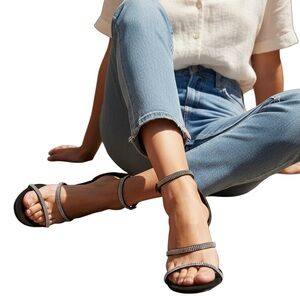 Charlotte Russe Black Rhinestone Strappy Heels